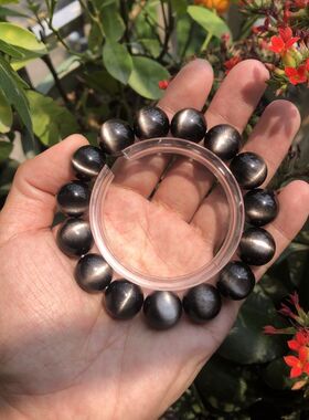 货头级银曜石一线猫眼手链黑曜石手串高颜值古风爆款送证书