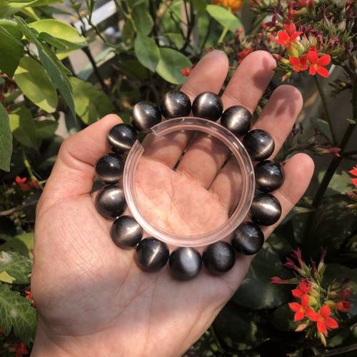 货头级银曜石一线猫眼手链黑曜石手串高颜值古风爆款送证书