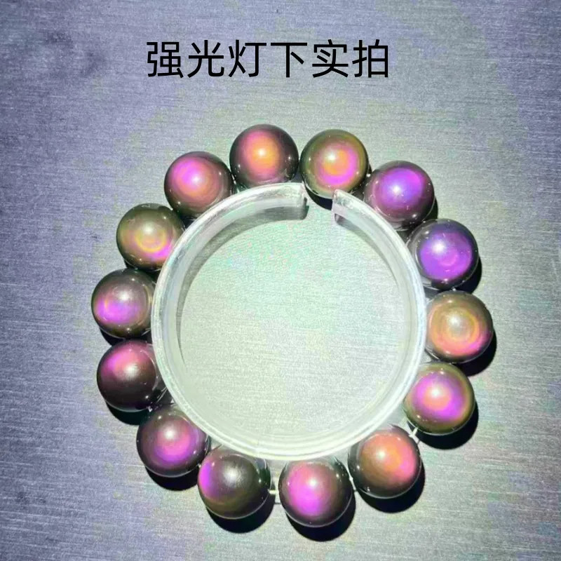 紫眼黑曜石手链颗颗精选双圆眼送朋友开店毕业礼物