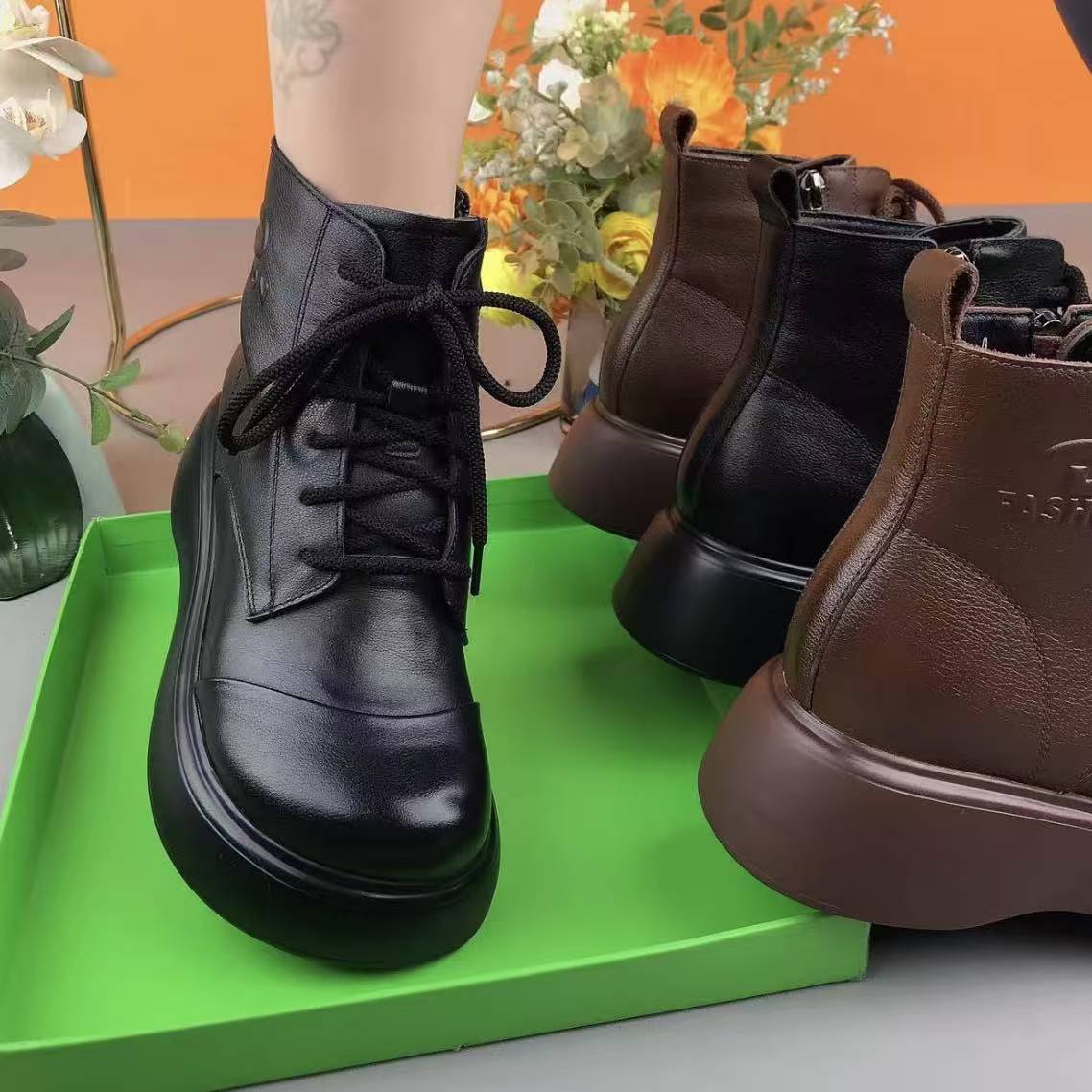 真皮马丁靴2025新款厚底羊毛棉靴