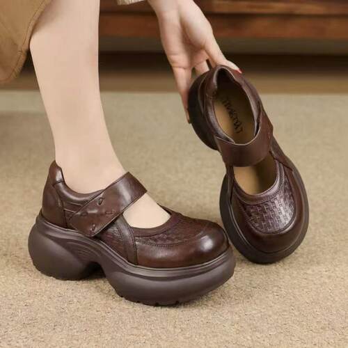 增高厚底乐福鞋女真皮浅口单鞋