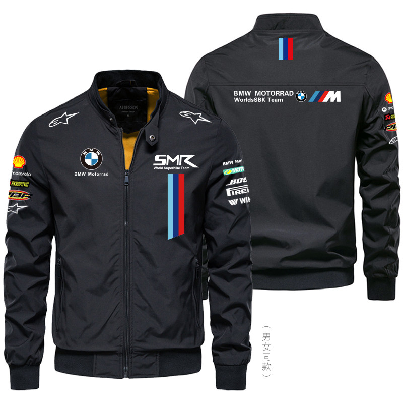 BMW宝马立领夹克工作服定制男赛车风飞行员防水外套摩托车骑行服