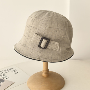 春夏新款棉麻轻薄渔夫帽子女出游遮阳时装帽可折叠时尚显脸小盆帽
