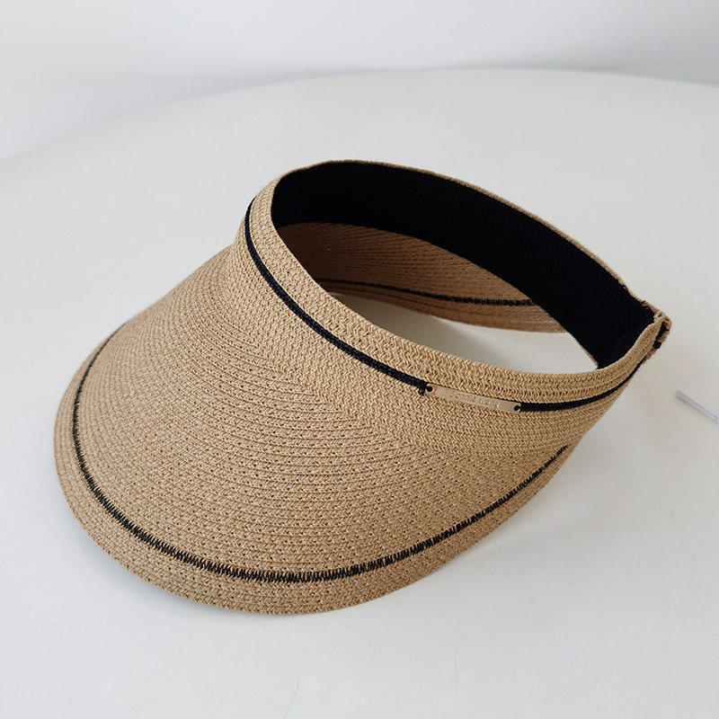 高品质草编空顶帽子女日系发箍款出游露营遮阳帽防晒显脸小草帽潮