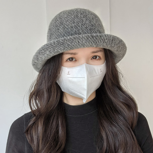 简约复古羊毛针织渔夫帽子女秋冬天显脸小卷边盆帽高颅顶优雅礼帽