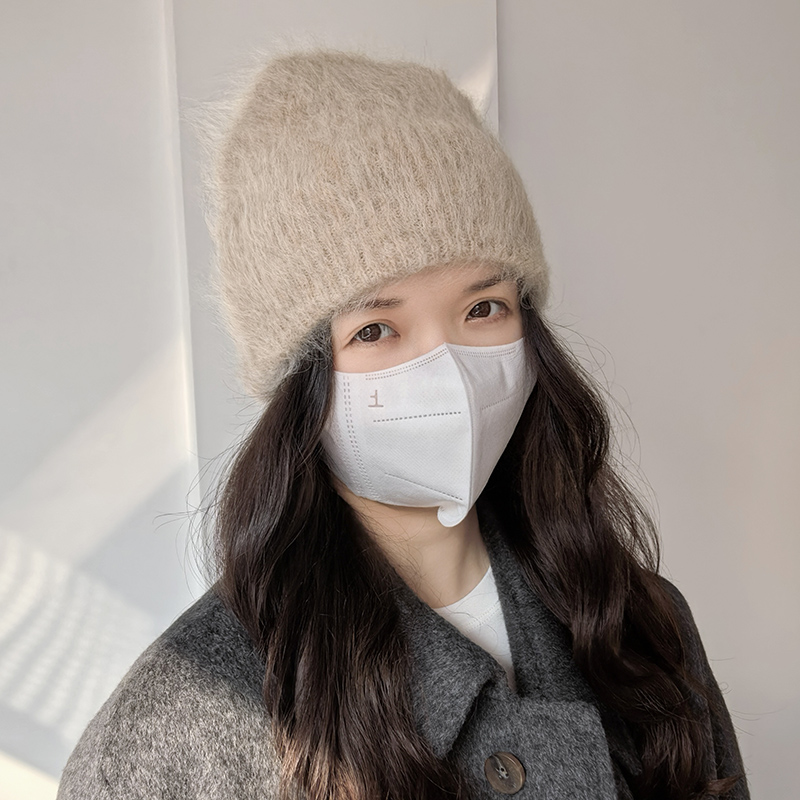 高级感羊驼毛保暖帽子女秋冬大头围毛线帽时尚护耳针织冷帽毛茸茸