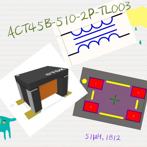 TDK常见共模滤波器扼流圈PCB封装库 ACT45B Altium格式 带3D模型