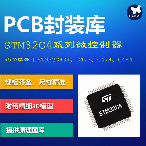 STM32G4系列微控制器PCB封装库 G431 G473 G474 AD格式 带3D模型