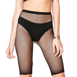 大网眼五分裤女渔网裤袜细网眼5分裤中网鱼网裤镂空丝袜短裤网袜