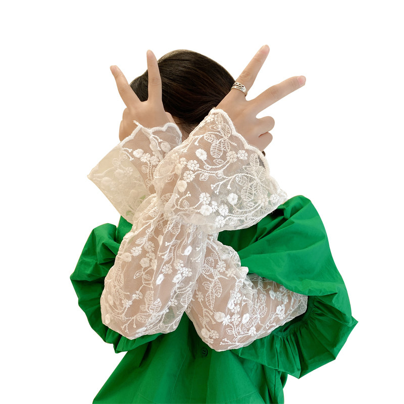 JAPAN PURCHASING GP SUMMER LACE SUNSCREEN SLEEVE COVER HOLLOW ARM GUARD ICE SLEEVE WOMENS LOOSE GLOVES ARM SLEEVE