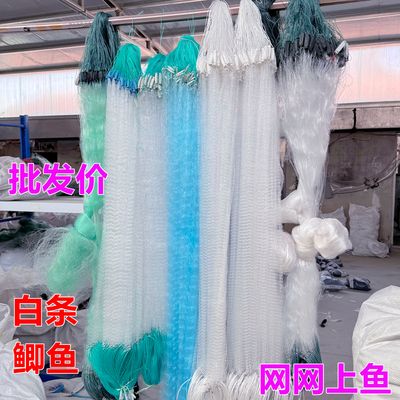 渔网三层沉网捕鲫鱼网单层白条网