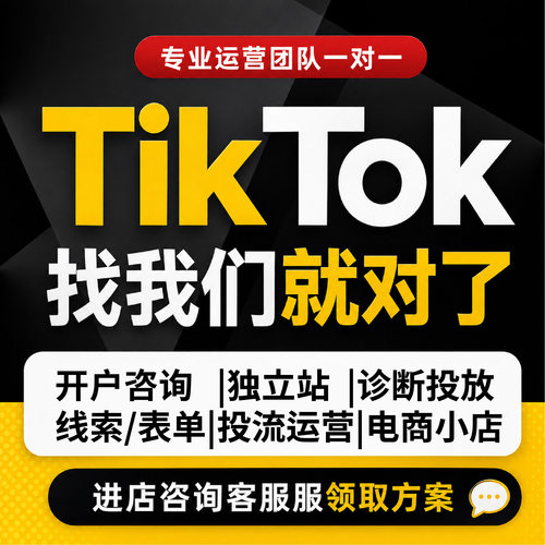 tk广告开户投放独立站陪跑fb企业户速推主页gg投流tk推广开户服务