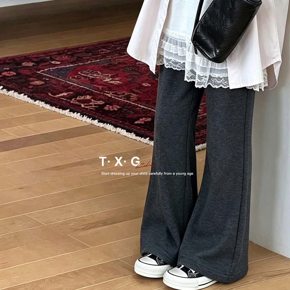 田夕果童装女童裤子儿童秋季新款中大童长裤外穿秋装喇叭裤女宝