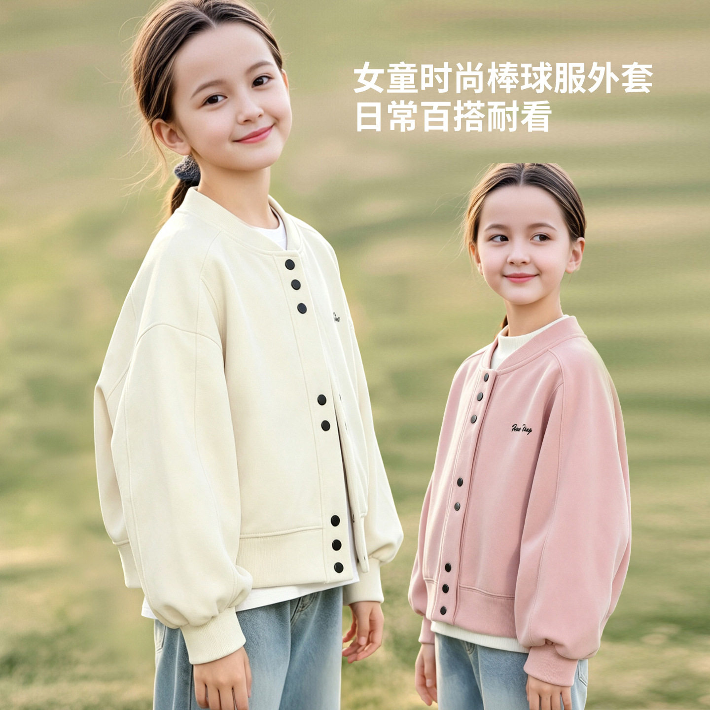 女童棒球服春秋装2026新款女孩大童秋季休闲上衣儿童百搭运动外套