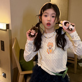 花与寻童装 波点印花软糯亲肤儿童打底T恤潮 2026年春款 女童长袖 衫