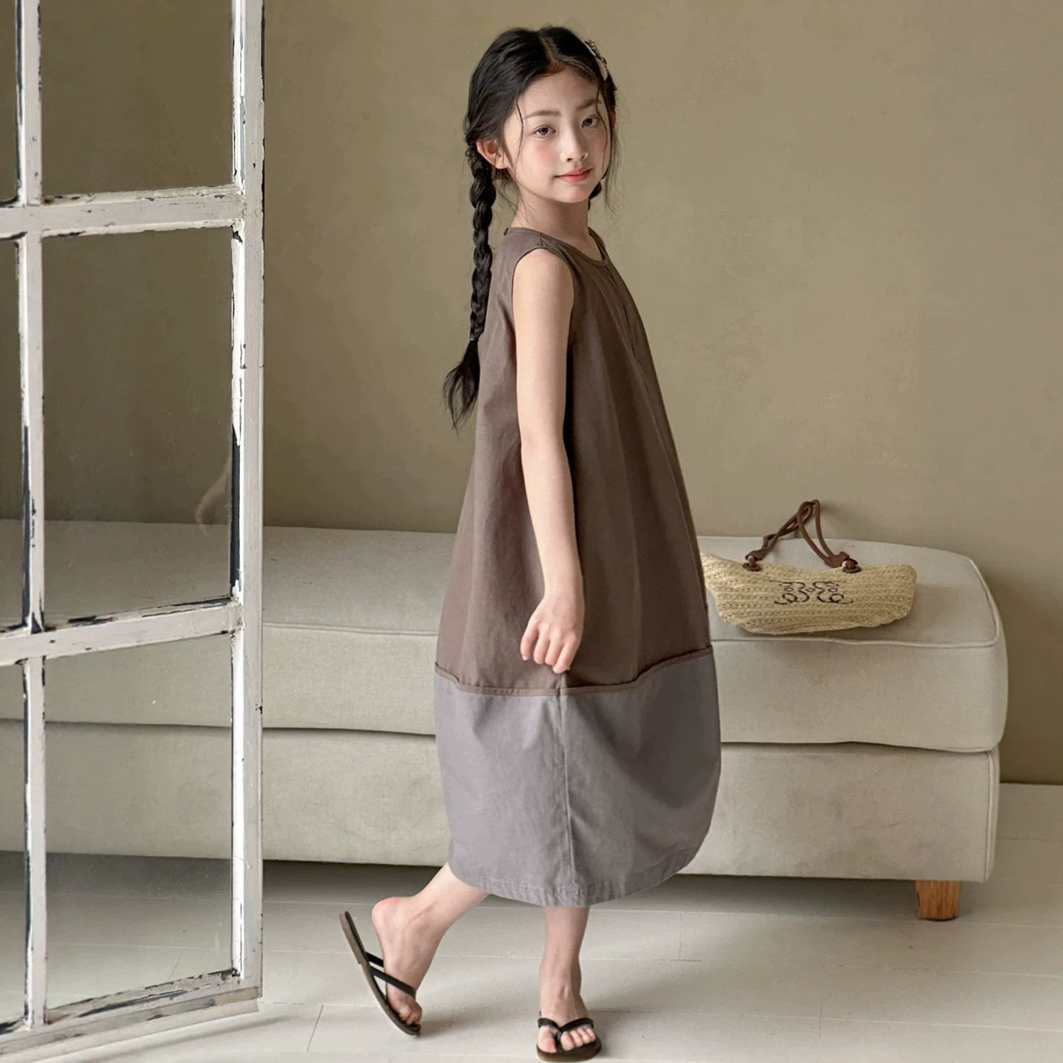 小红鱼女童无袖连衣裙夏装2026新款亲子夏季背心裙森系女孩公主裙