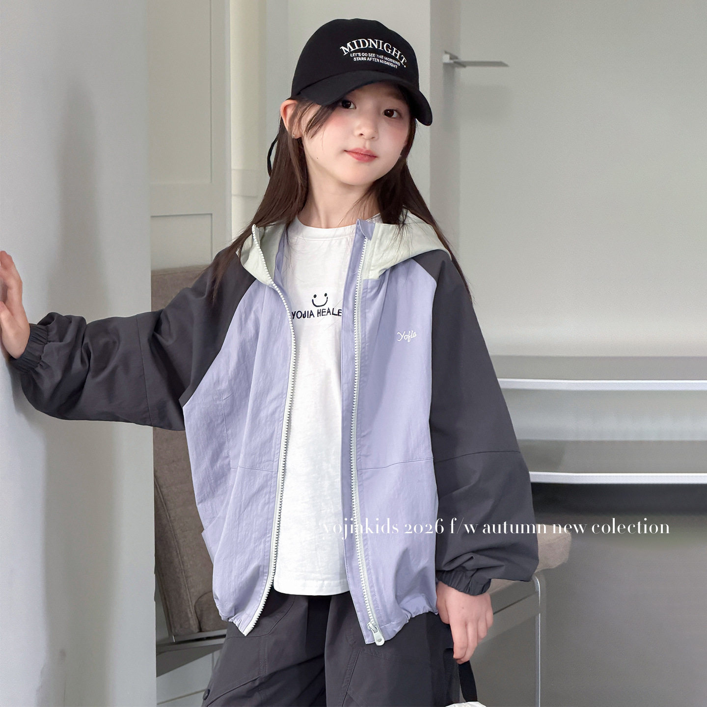 YOJIA女童外套春秋款2026新款洋气韩版童装连帽上衣薄款儿童秋装