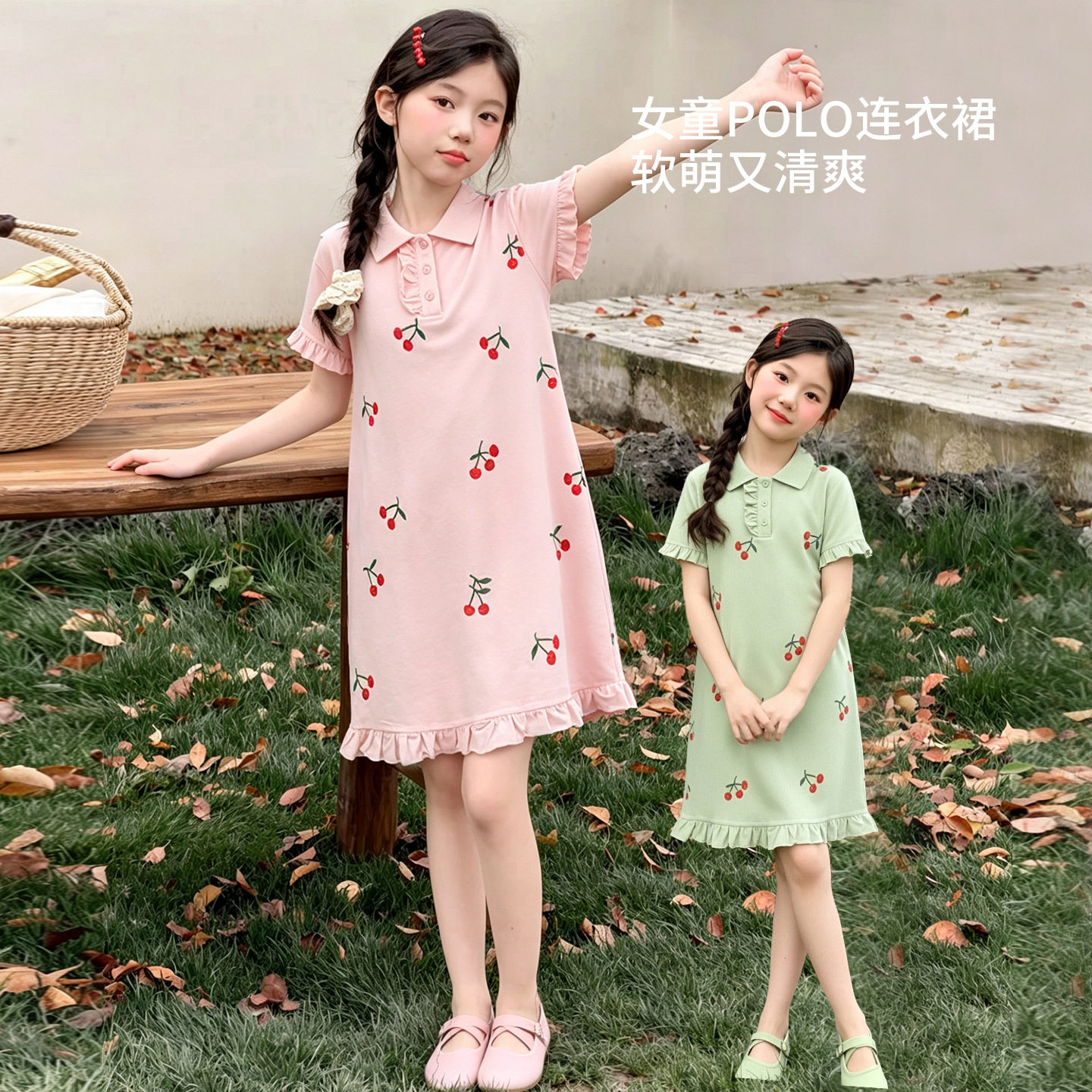 2026超火女童裙子夏季洋气薄款刺绣Polo连衣裙女孩夏天好看公主裙