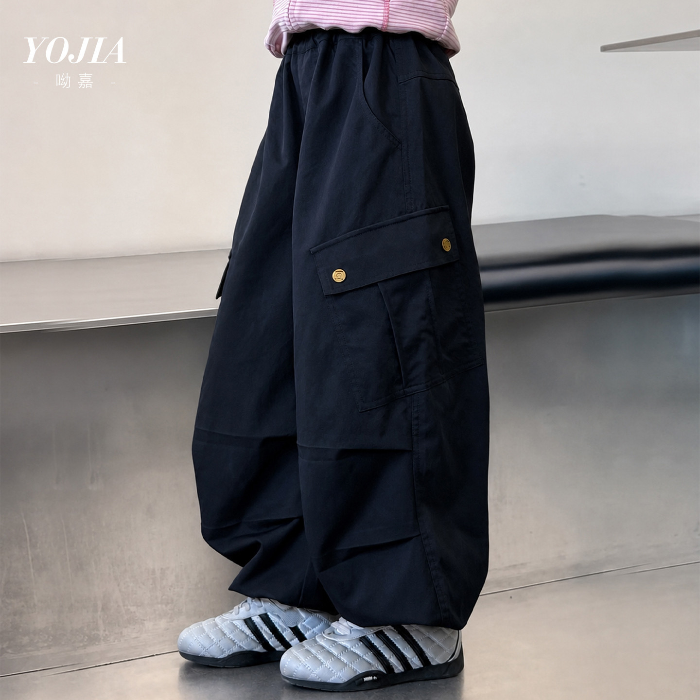 YOJIA女童工装裤秋款2026新款洋气宽松童装长裤薄款儿童裤子秋装