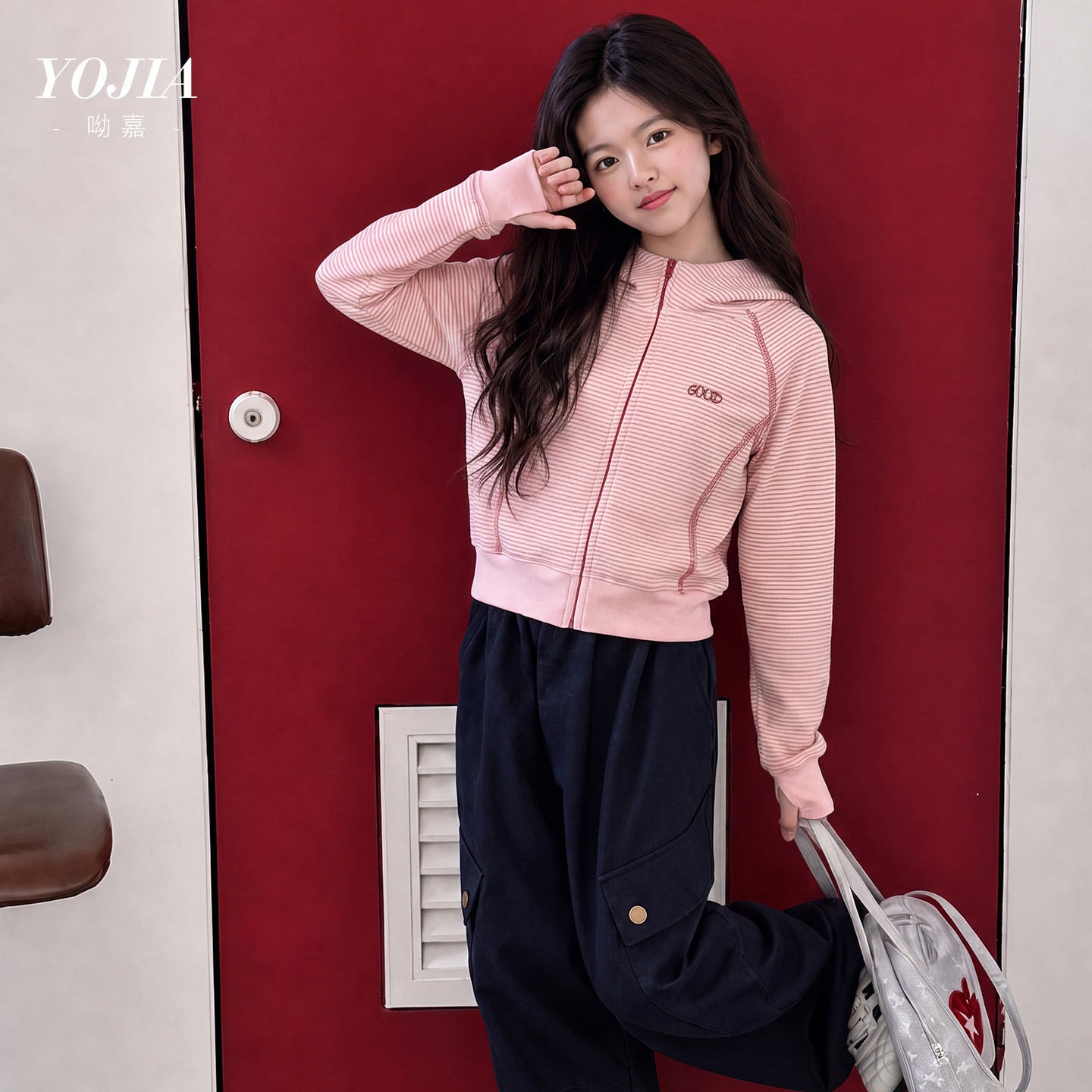 YOJIA女童卫衣外套春秋款2026新款洋气连帽童装上衣薄款儿童秋装