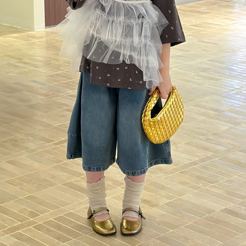 花与寻童装女童牛仔裤2026夏季新款韩系宽松阔腿净版洋气休闲中裤