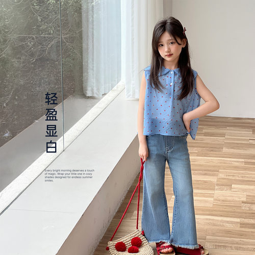 Miaxdx kids童装女童娃娃衫2026夏季新款宽松甜美波点衬衫上衣