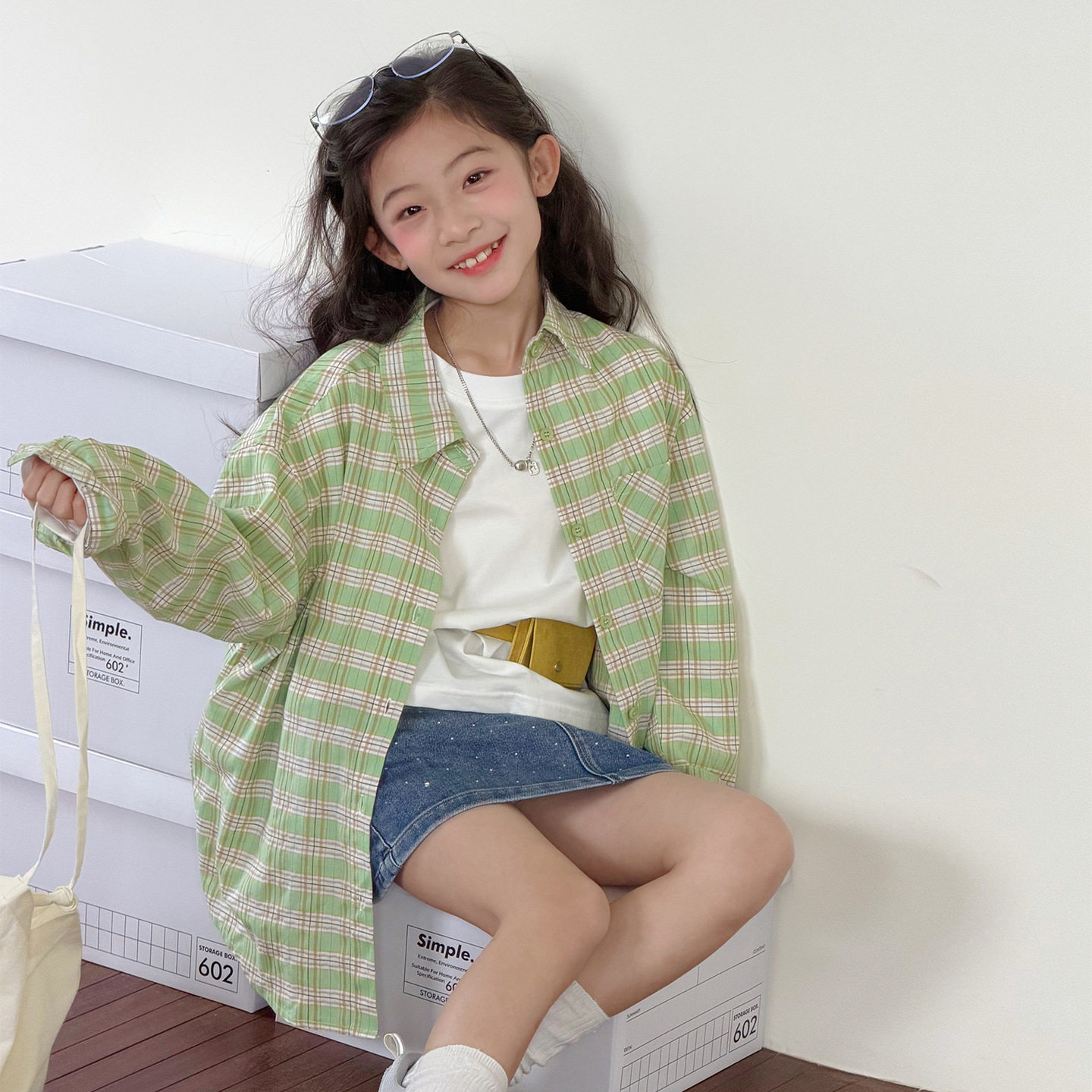 女童格子衬衫春装2026新款春秋女大童韩系长袖薄款外套儿童超好看