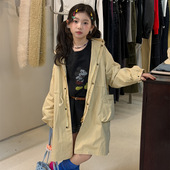 风衣2026年春款 花与寻童装 女童长款 连帽宽松显瘦百搭儿童防风外套