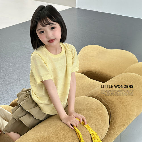 Miaxdx kids童装女童针织T恤2026夏季新款休闲百搭条纹宝宝上衣