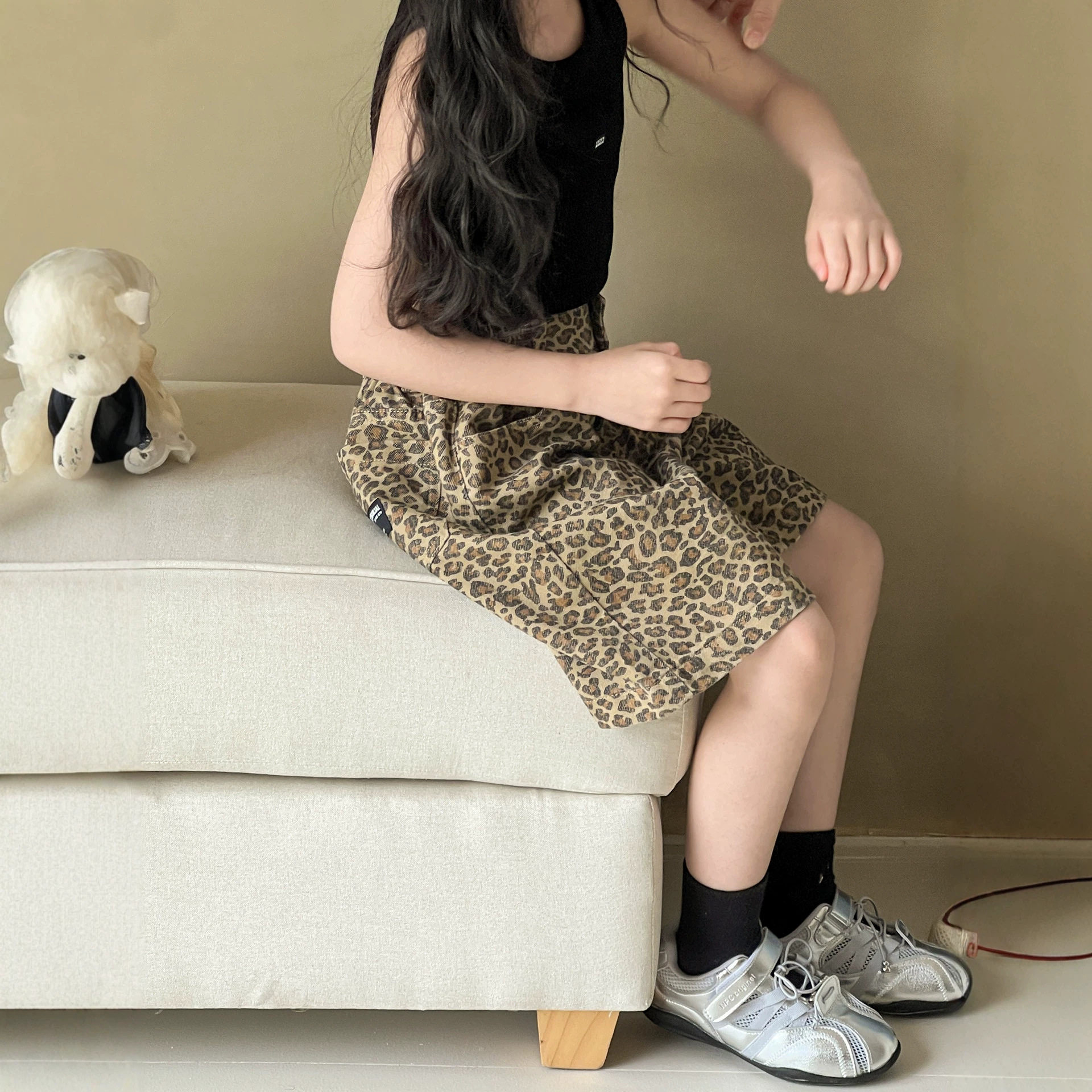 小红鱼女童豹纹短裤夏季薄款韩国童装夏季百搭裤子儿童亲子装中裤