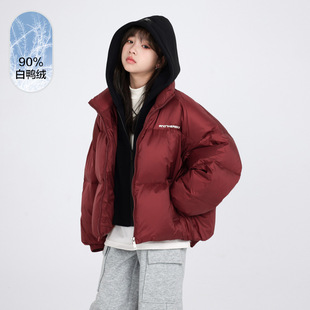 女大童冬装红色过年假两件面包服羽绒服2025新款儿童冬季加厚外套