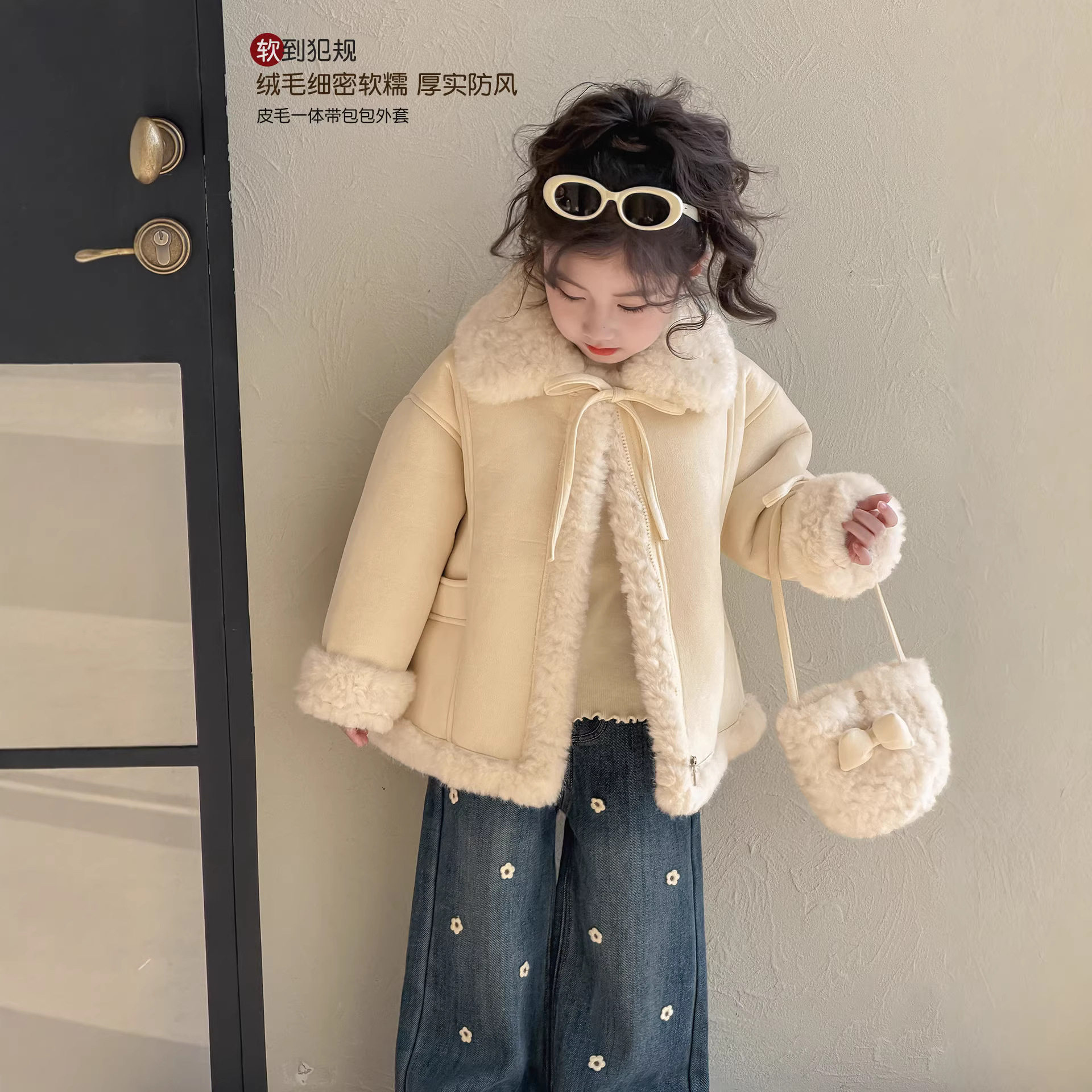 童森童马女童加厚皮毛一体外套2026儿童加绒保暖棉衣棉服新年衣服,童装/婴儿装/亲子装,普通外套,淘宝优惠券,粉丝福利购,淘宝优惠卷