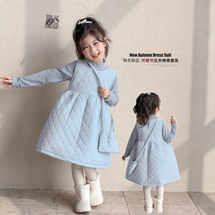 童森童马女童连衣裙套装冬装2026儿童拜年服新年衣服加厚公主裙子