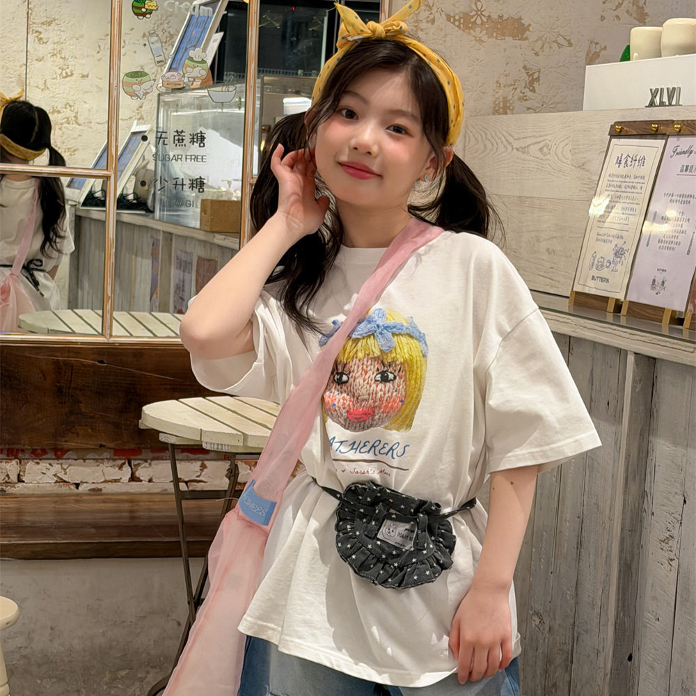 花与寻童装女童短袖2026年春款纯棉亲肤可爱印花宽松百搭半袖上衣