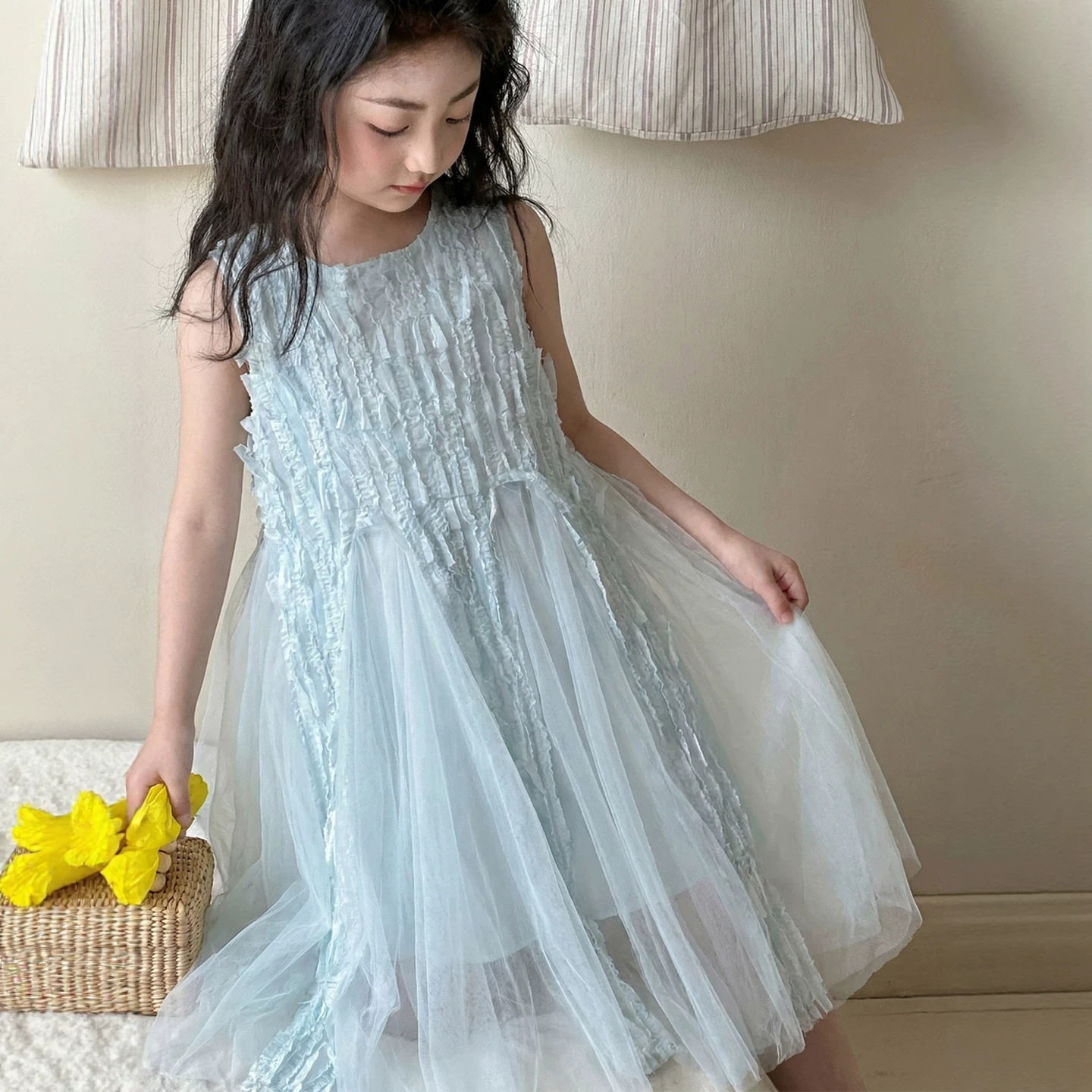小红鱼女童背心裙夏装2026新款亲子装夏季超好看裙子网纱公主裙子