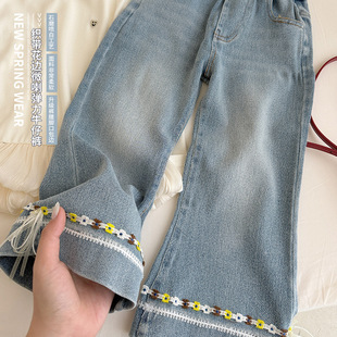 谢金毛童装女童直筒牛仔裤2026春季新款儿童阔腿裤洋气春装裤子潮