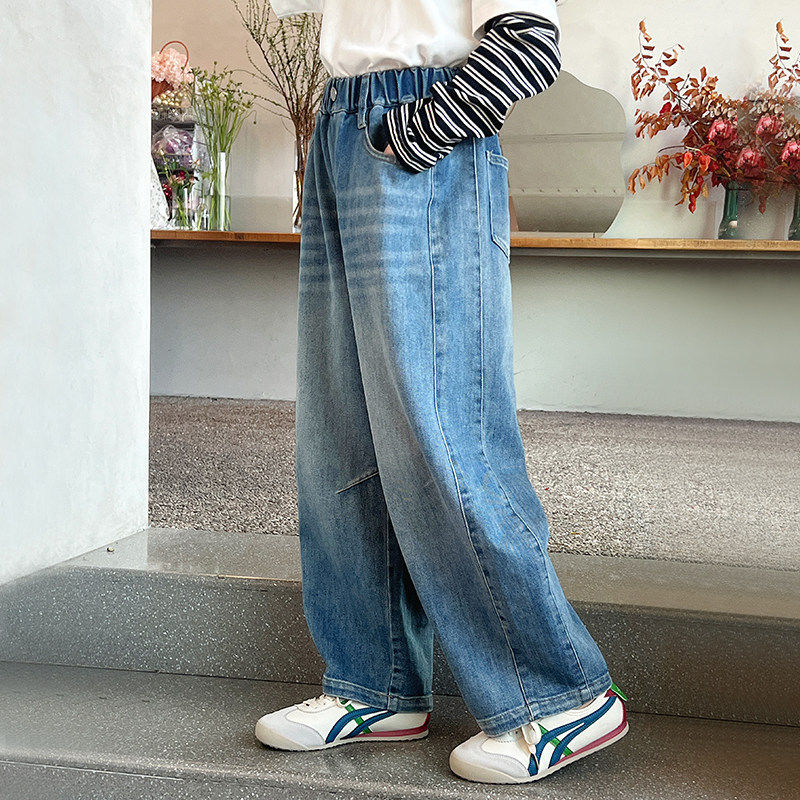 女童直筒牛仔裤儿童洋气宽松长裤大童休闲裤子女孩2026春秋装新款