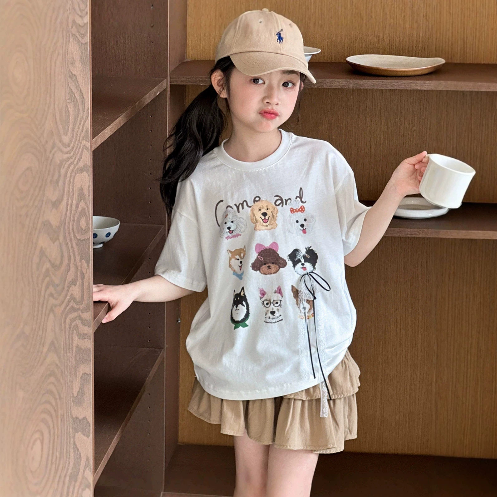 小红鱼女童短袖t恤2026新款童装亲子装夏季卡通上衣半袖儿童夏装