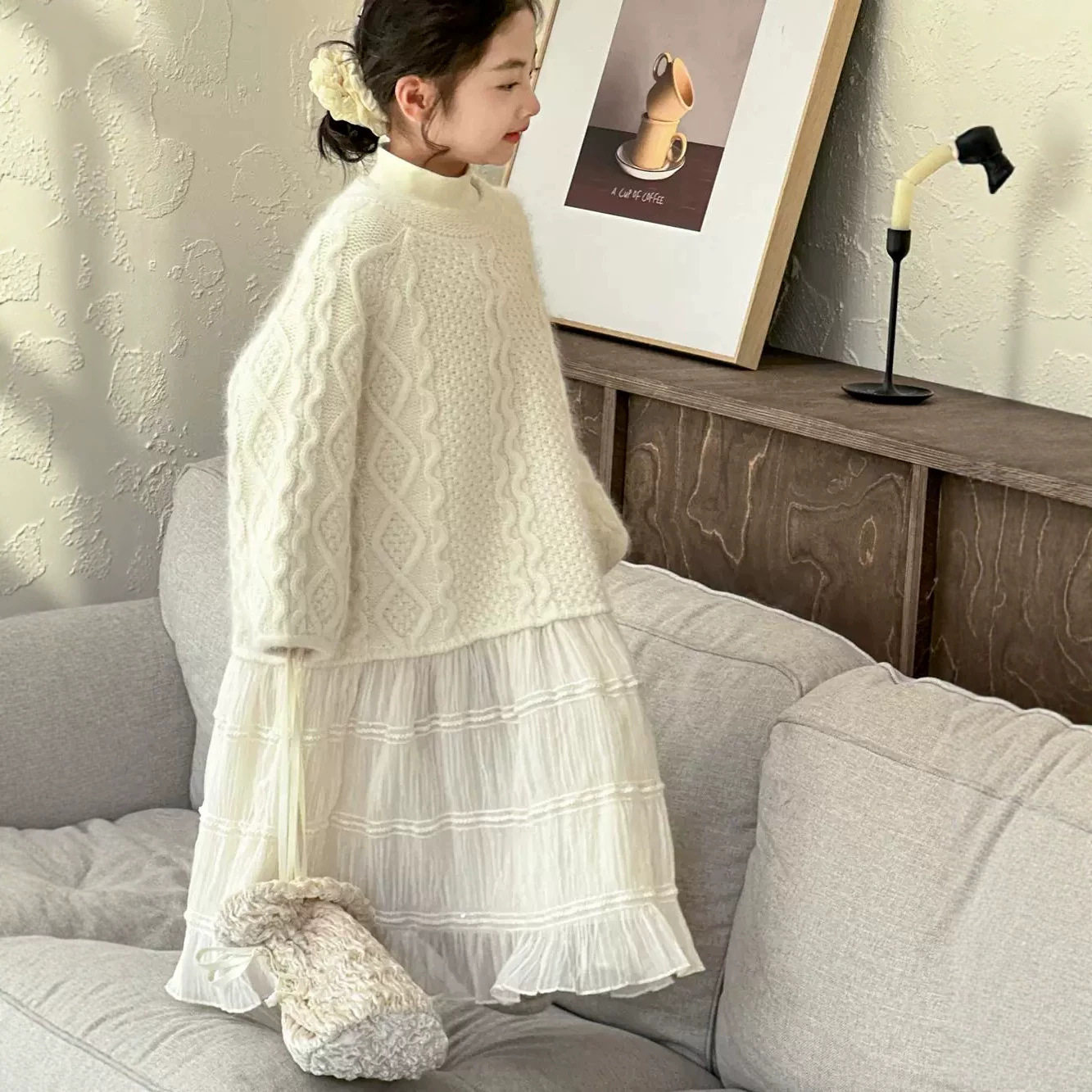 小红鱼女童秋冬连衣裙2026新款儿童针织拼接裙子长袖秋冬装公主裙