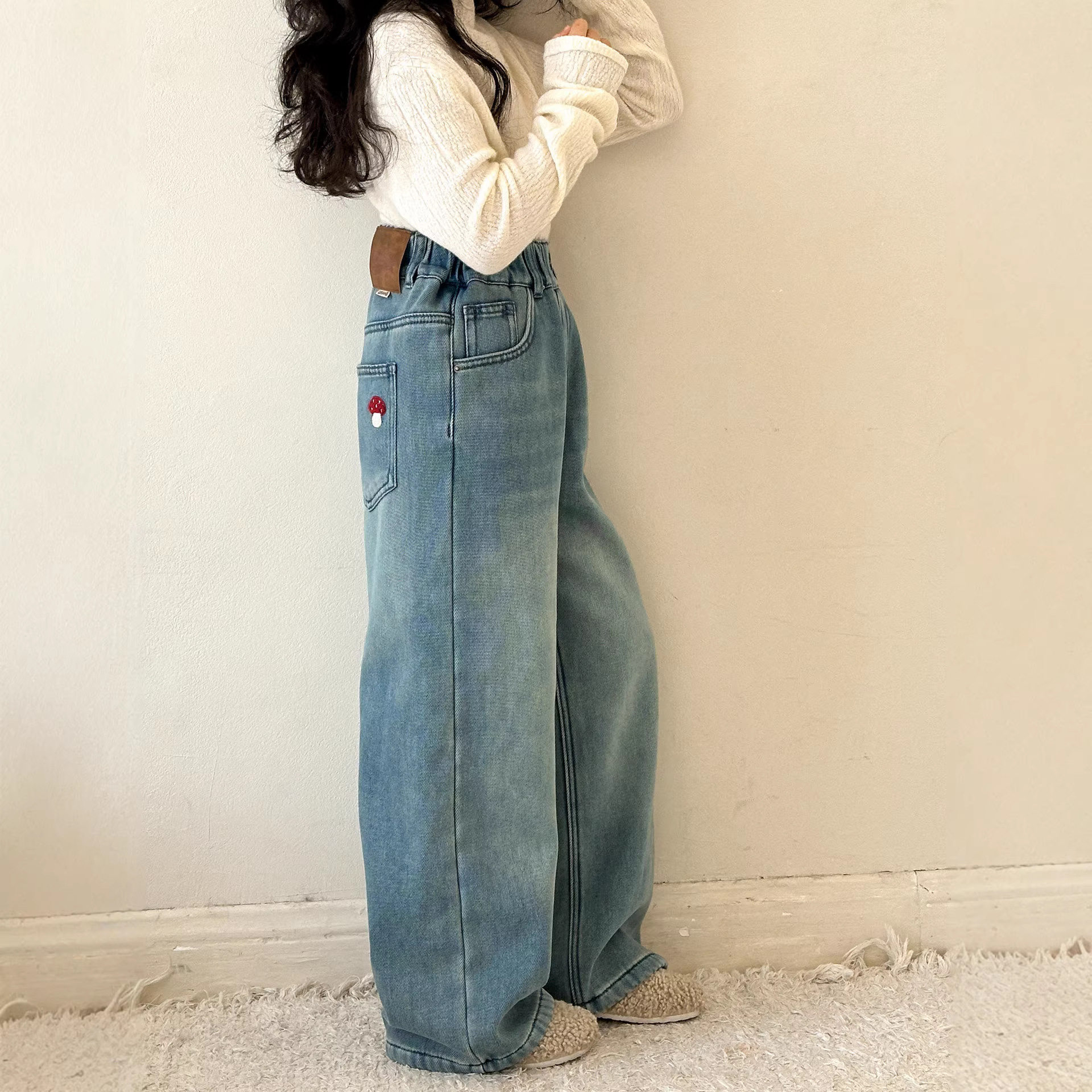 小红鱼女童加绒牛仔裤2026冬季新款裤子冬儿童阔腿裤一体绒直筒裤,童装/婴儿装/亲子装,儿童牛仔裤,淘宝优惠券,粉丝福利购,淘宝优惠卷