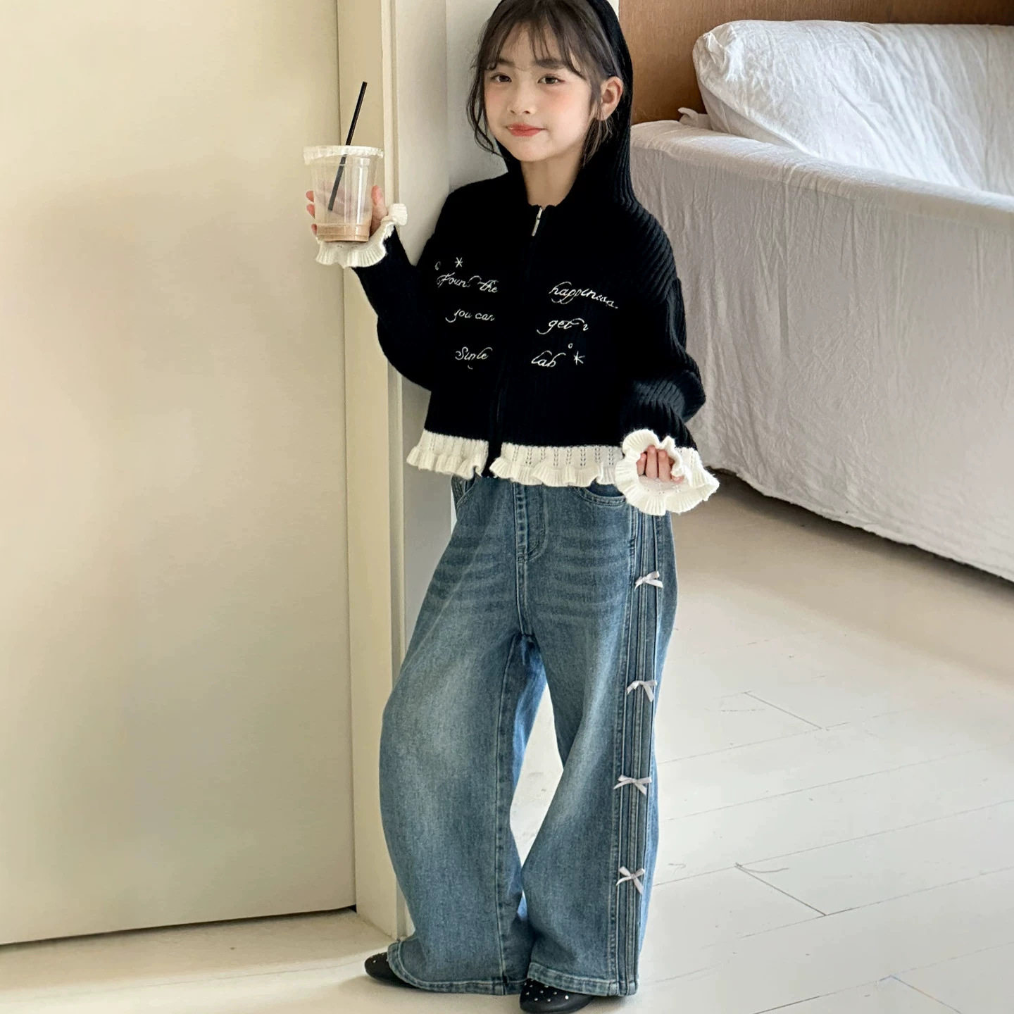 小红鱼女童毛衣2026秋季新款儿童秋装针织开衫亲子装上衣连帽外套