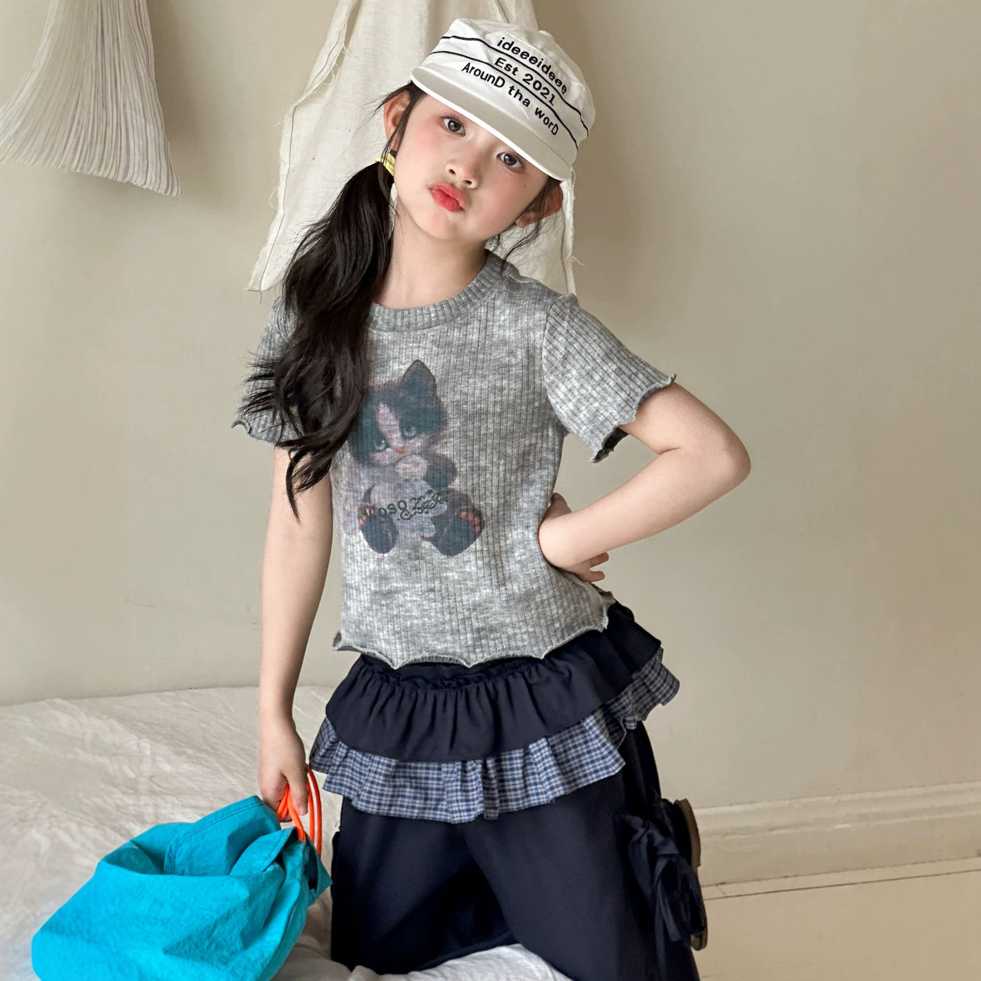 小红鱼女童短袖T恤夏装2026新款亲子装夏季卡通半袖上衣百搭体恤