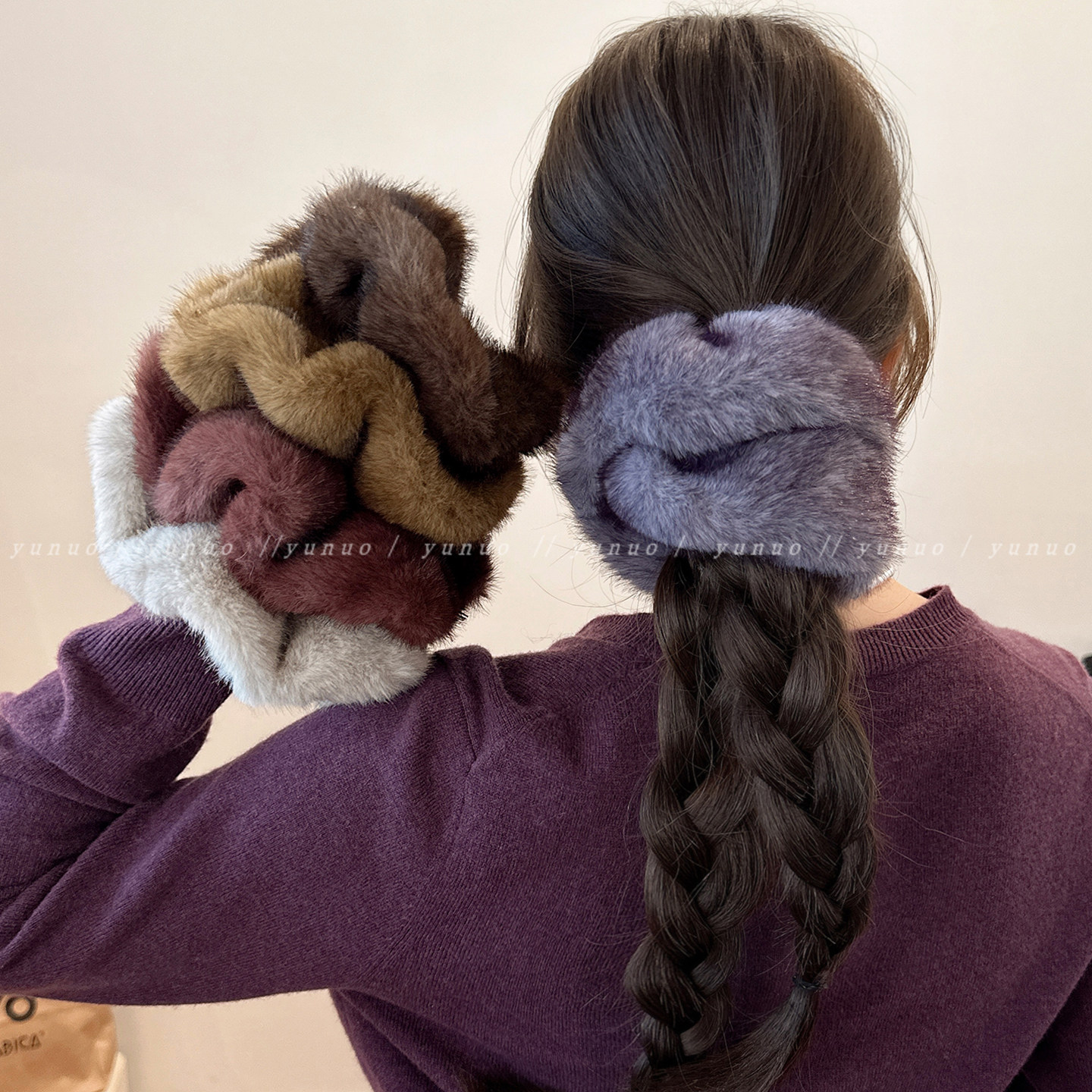 复古时尚仿貂毛毛绒大肠发圈女款高级感秋冬2025新款皮筋扎头发绳,饰品/流行首饰/时尚饰品新,发饰,淘宝优惠券,粉丝福利购,淘宝优惠卷