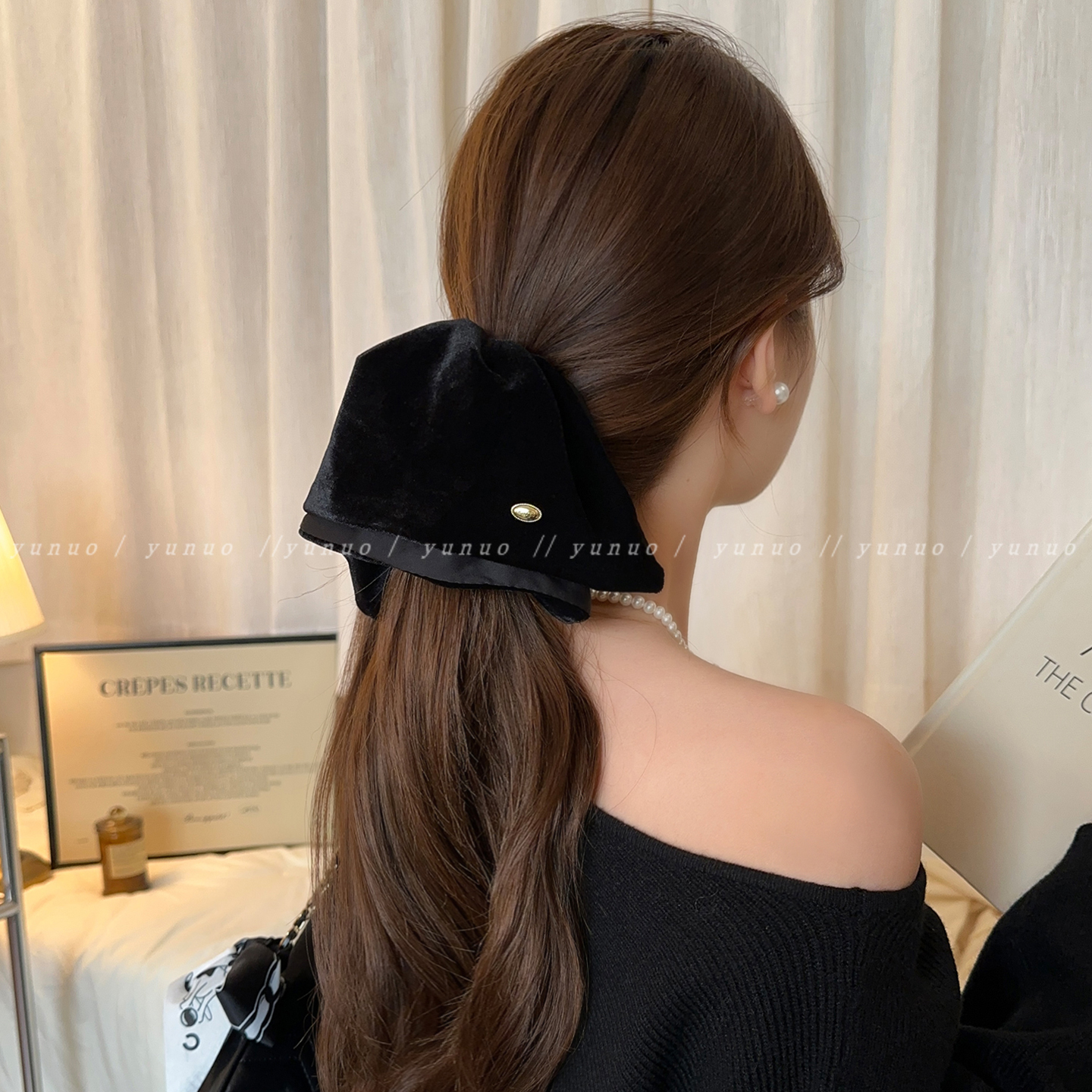 法式丝绒裙摆抓夹女款后脑勺发夹