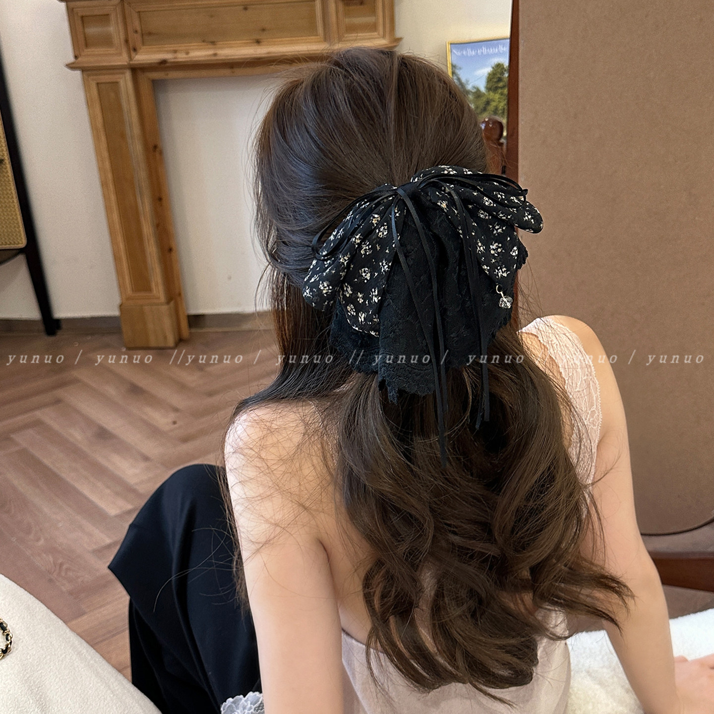 度假又日常~韩系碎发蝴蝶结马尾抓夹女2026新款半扎发后脑勺发夹
