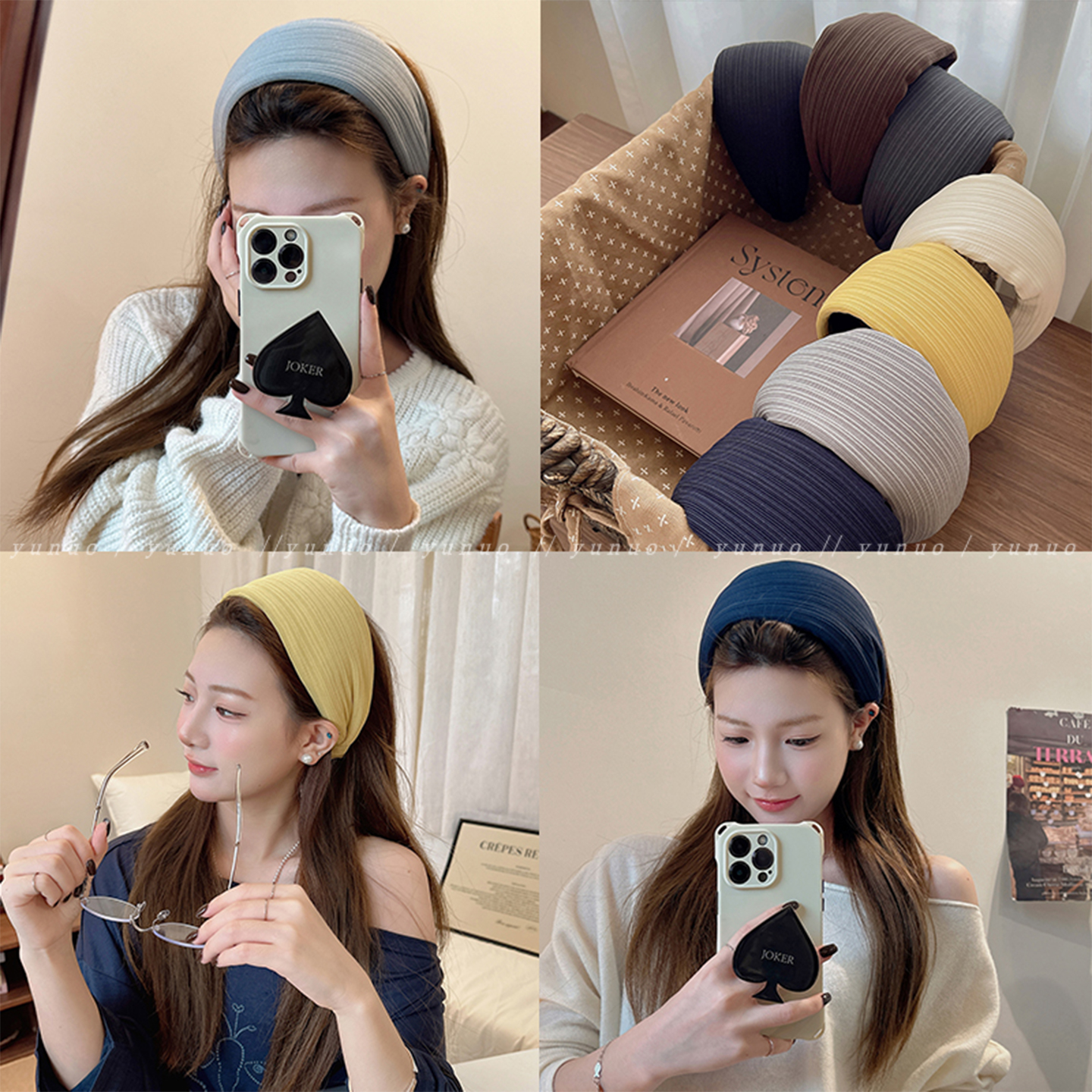 韩系高端加宽加厚针织宽边发箍女