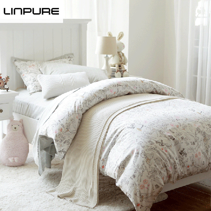 蓝铂纯棉四件套小鹿儿童床品套件全棉床上用品卡通包邮