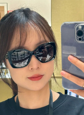 2025双C小香风格珐琅爱心墨镜女款时尚蝶形大框遮脸太阳眼镜5519