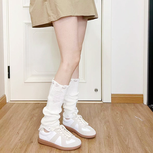 JK袜套女高筒袜子女个性 lolita洛丽塔堆堆小腿长袜ins 破洞春秋款