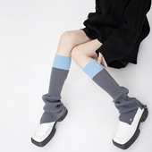 韩国东大门秋冬新款 拼袜套女个性 拼接色显瘦显腿直JK小腿堆堆袜